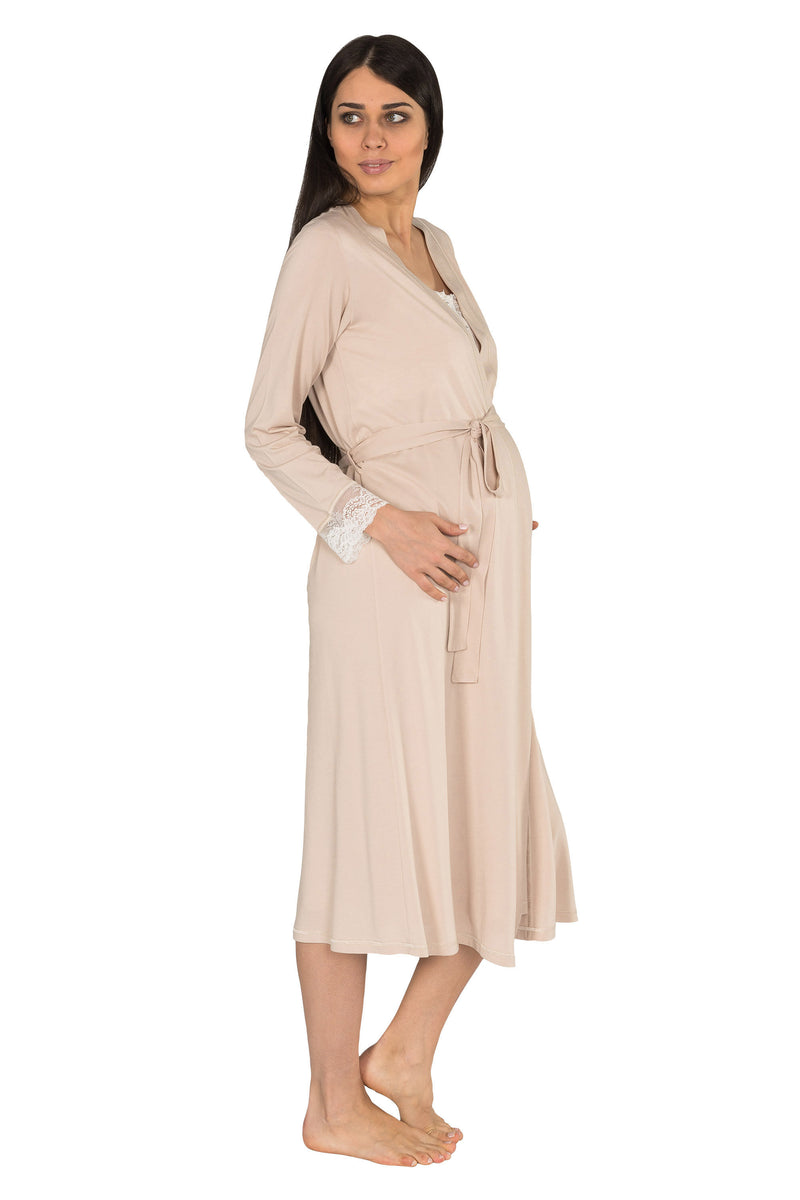 2 Piece Maternity,Nursing Nightgown Pajama Set Featuring Dress w/Lace –  Freeman New York